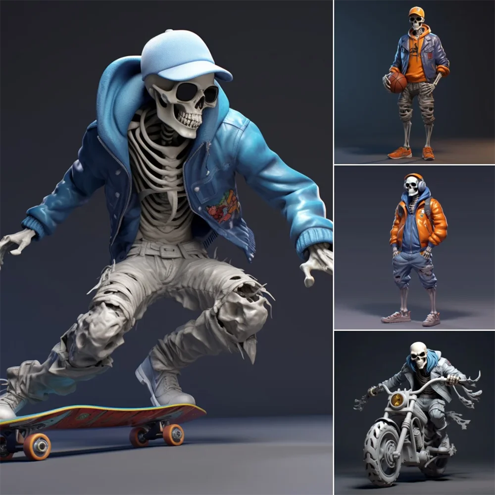Cool Skeleton Figures Sports Series Skull Resin Crafts Halloween Decorations - £20.69 GBP+