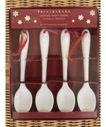 New Pottery Barn Snowflake Ceramic Spoons Set Of 4 Holiday Christmas Gift - $11.87