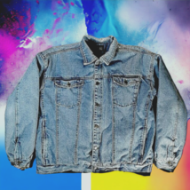 Esquire Men&#39;s Lined Denim Blue Jean Jacket Button Size Medium RN 66133 - £10.75 GBP