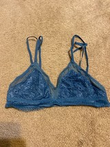 MVICTORIA&#39;S SECRET Teal Sexy Strappy Unlined Lace Bralette Bra Blue Large - £13.47 GBP