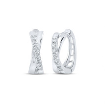 10kt White Gold Womens Round Diamond Hoop Earrings 1/6 Cttw - $387.09