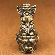 Handmade Brass EDC Bead, Totem Pole Knife Lanyard Charm - $4.99