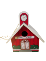 Little Red School House Hanging Bird House Wood Red White 7&quot;L x 7&quot;T - £11.67 GBP