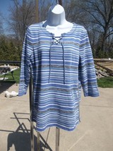 Nwot T By Talbots Blue Striped Top M - £19.97 GBP