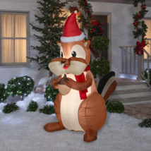 NEW Gemmy 6.5 ft. Animated Inflatable Chipmunk w/ Acorn Christmas Decoration - £96.93 GBP