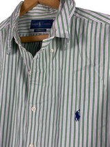 Ralph Lauren Size 17 1/2 XL Mens Shirt Button Down Classic Green White S... - £27.97 GBP