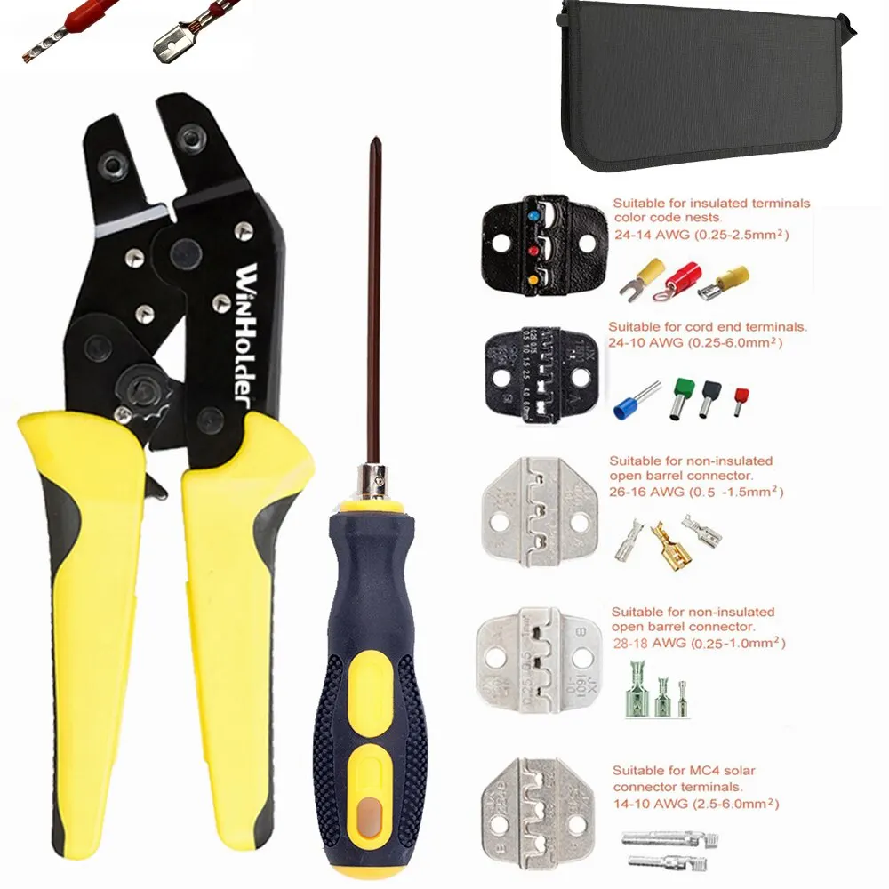 Crimping Pliers Clamp Tools Set Cable Terminals Kit Ratcheting Wire Crimpe - £23.64 GBP+