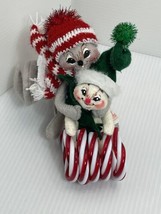 Annalee Mobilitee Doll  Christmas Mouse 4 X6” Vintage Mice Peppermint Sl... - $21.04