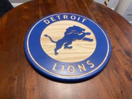 Detroit Lions Solid Wood Handmade Wall Plaque 18” - £79.13 GBP
