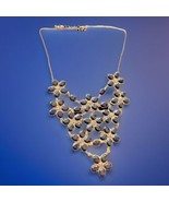 Gorgeous Black Flowers On Gold Tone Bib Statement Necklace WhimsyGoth Go... - $20.05