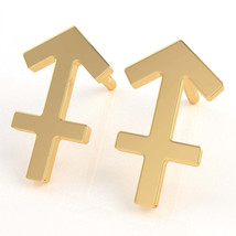 Sagittarius Zodiac Sign Earrings In Solid 10K Yellow Gold - £127.07 GBP