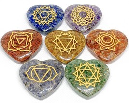 7 Chakra Heart Set ~ Chakra Healing, Pocket Orgonite Stones, Meditation Aide And - $20.00