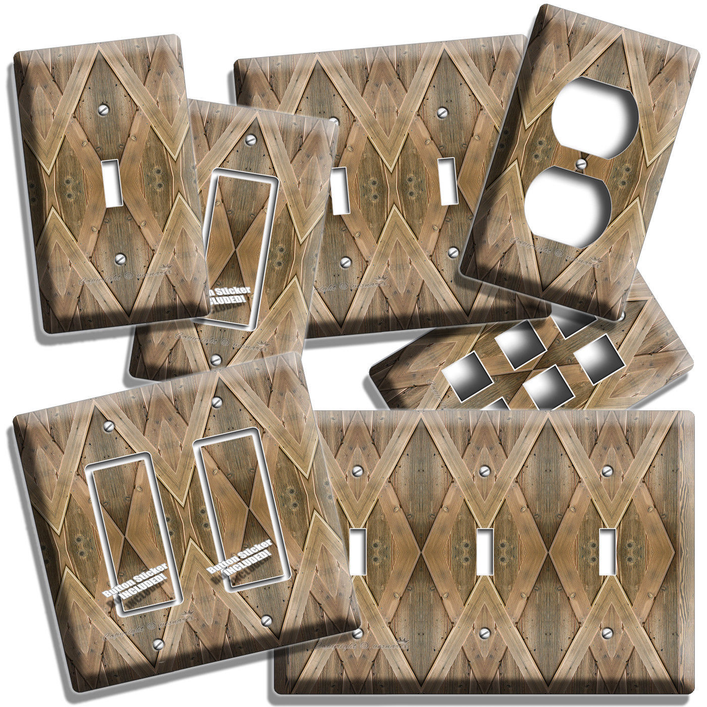 RUSTIC RANCH BARN WOOD DOOR LIGHT SWITCH OUTLET PLATES LOG CABIN ROOM HOME DECOR