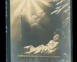 Vintage German Merry Christmas Postcard RPPC Real Photo Jesus Manger Angels - $12.86