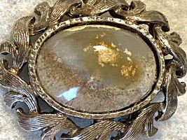 Vintage Agate Stone Brooch, Silver tone 2” - £15.73 GBP