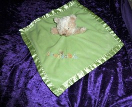 Carters Child of Mine Green Satin Snuggable Teddy Bear Security Blanket ... - $19.79