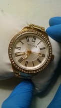 Nautica Women&#39;s Gold Roman Numeral Swarovski Crystal Bracelet Watch Date... - £44.12 GBP