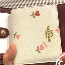 COACH Ladies Folding Purse Card Bag Pocket Wallet Canvas (Zip Beige Flower) - $67.00
