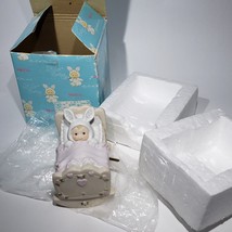 Enesco 1984 Li&#39;l Luv Bunting Child Bunny Suit Cradle Musical Rocks Brahm Lullaby - £29.06 GBP