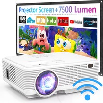 Wifi Projector With 100&#39;&#39; Projector Screen, 9000Lux Projector For Outdoor - £60.86 GBP