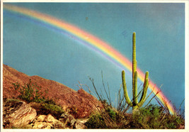 Vtg Postcard Saguaro Cactus and Rainbow rarely occurs in Arizona Postmarked 1982 - £5.19 GBP