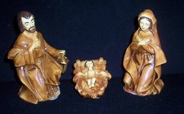 Vintage Holy Family Large Chalkware  7&quot; Mary Joseph &amp; Jesus Figures Earth Tones  - £19.97 GBP