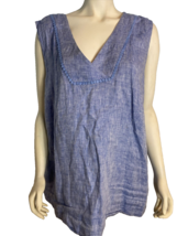 TalbotsPlus Women&#39;s Washable Linen Sleeveless Blouse Chambray Blue 3X - £26.34 GBP