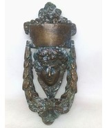 Antique Collectible Victorian 19th Bronze Brass Figural Face Door Knocker - $124.27