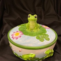 Rare KK Soup Tureen & Lid Hand-painted Embossed 3D Frog Ceramicware - £67.26 GBP