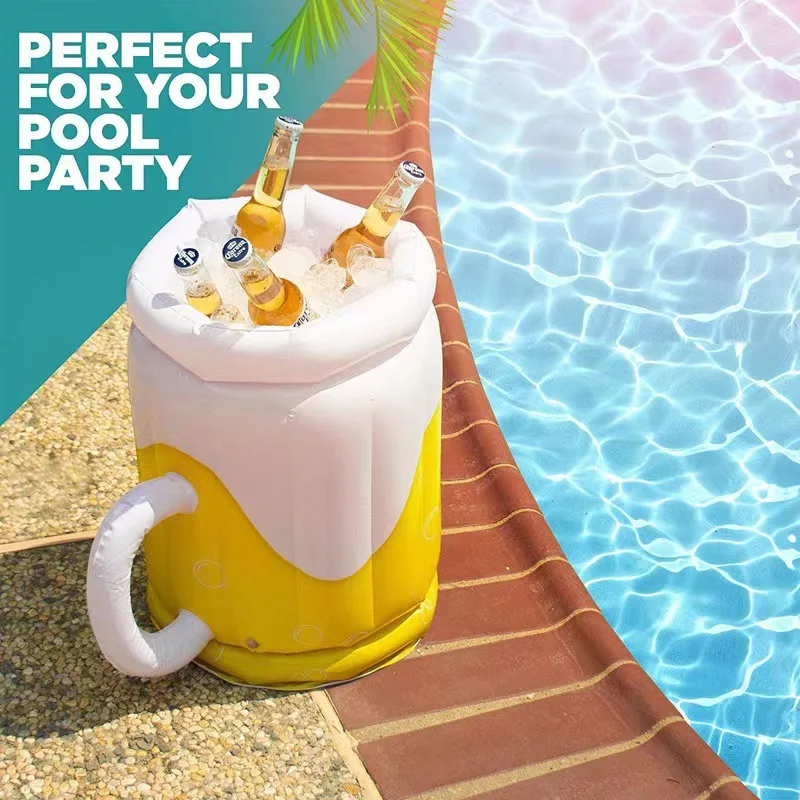 Large Inflatable Beer Ice Bucket PVC Beer Cooler Bucket Summer Pool Party - £18.53 GBP