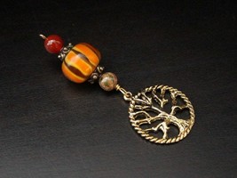 Five Elements - Fire - Red Carnelian and Unakite Tree of Life Orange and Gold Bl - £12.51 GBP