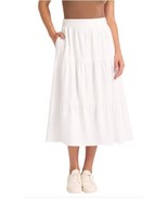 Matty M Womens Skirt White Tiered Pockets Elastic Waist Pull-On Lightweight - $53.50 CAD