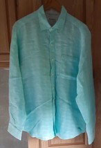 Tommy Bahama Shirt Mens L Blue White Plaid Linen Button Up Long Sleeve B... - £15.79 GBP