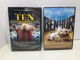 Lot Of 2 New Sealed Charlton Heston Dvd Movies BEN-HUR &amp; The Ten Commandments - £28.63 GBP