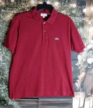 Lacoste Men&#39;s Short Sleeve Polo Shirt Size Large Classic Fit Dark Red - £14.08 GBP