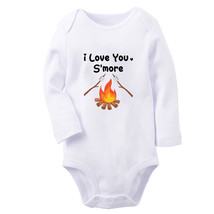 I Love You S&#39;more Bonfire Marshmallows Baby Bodysuit Newborn Romper Kids Outfit - £8.86 GBP