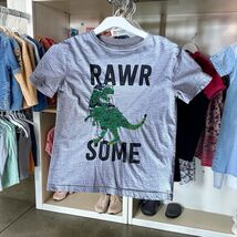 Rumi Ryder Dino Flip Sequin Tee Boys Medium 10-12 Gray RAWR SOME Shirt EUC - $17.82