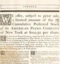 Geiger Jones Investments American Piano 1908 Advertisement Finance Money... - $19.99