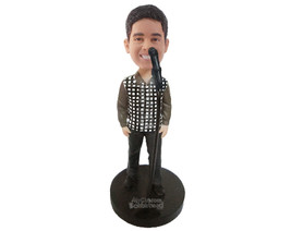 Custom Bobblehead Male Singer Wearing Shirts And Jeans Ready To Sing A Song - Sp - £70.97 GBP