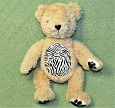 14&quot; Seedling Teddy Bear Stuffed Animal Tan + Striped Tummy Black White Jointed - £7.19 GBP
