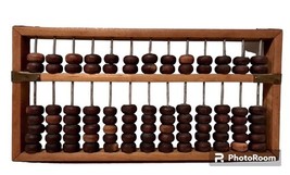 Vintage Chinese Wooden Abacus 13 Rods 91 Beads Brass Joints Handmade Cal... - $34.95