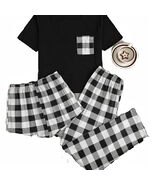 Ladies White/Black Plaid Pajama Set (X-Large 16-18) - $16.99