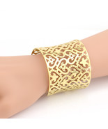 Gold Tone Cuff Bracelet With Intricate Cut Out Design - $27.99