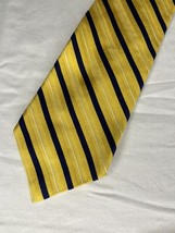 Vintage Tommy Hilfiger Tie Black Gold Striped 100% Silk USA - $10.00