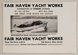1948 Print Ad Owens Cruisers Boats Fair Haven Yacht Works Fair Haven,New Jersey - £8.00 GBP