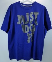 N) Men&#39;s Nike Just Do It Blue Regular Fit XXL Short Sleeve T Shirt - $19.79