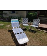 lawn chair matching set vintage patio set pvc plastic lounge original we... - €95,55 EUR