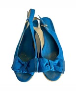 Bandolino Royal Blue Bow Peep Toe Slingback Heel Espadrilles Sandals 8.5... - $24.74 CAD