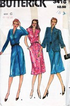 Misses&#39; JACKET &amp; DRESS Vintage 1970&#39;s Butterick Pattern 3416 Sizes 12-14-16 - $12.00