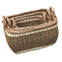 Set of 3 Three Tone Storage Wicker Log Baskets - £62.78 GBP